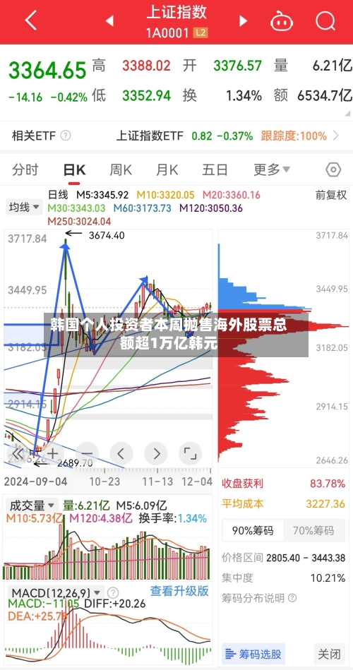 韩国个人投资者本周抛售海外股票总额超1万亿韩元