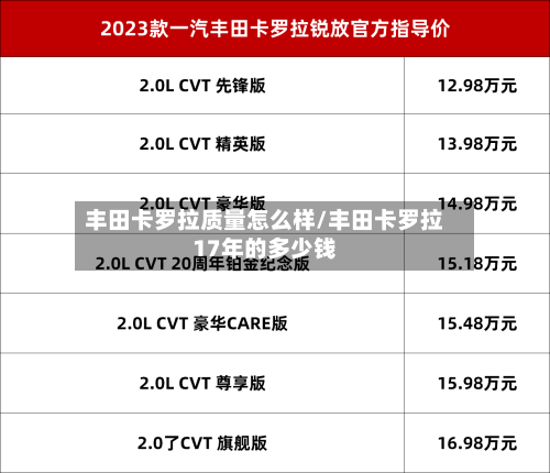 丰田卡罗拉质量怎么样/丰田卡罗拉17年的多少钱-第2张图片