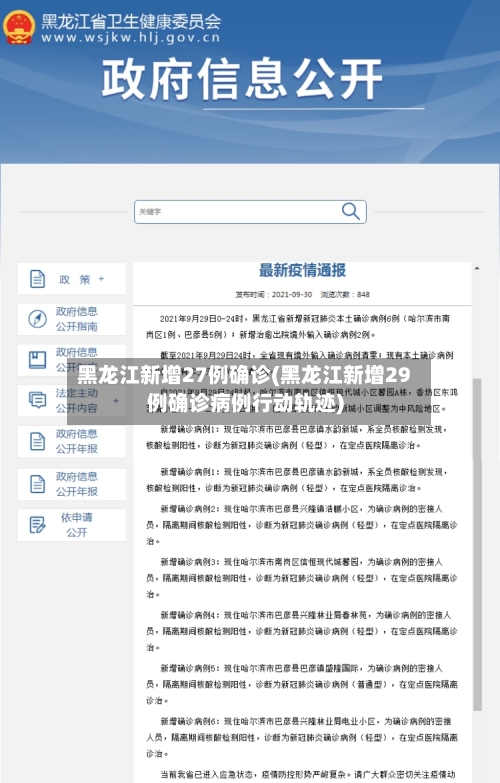 黑龙江新增27例确诊(黑龙江新增29例确诊病例行动轨迹)