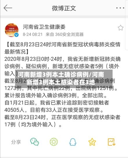 河南新增3例本土确诊病例/河南新增3例本土感染者在3地
