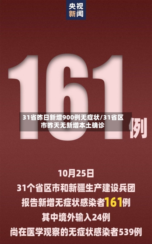 31省昨日新增900例无症状/31省区市昨天无新增本土确诊